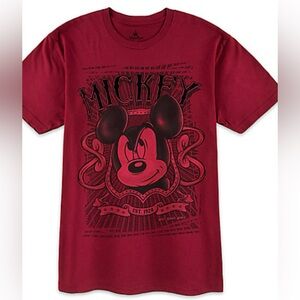 Disney Authentic Red Rare Mickey Mouse Adult Coat of Arms Cotton T Shirt Size L